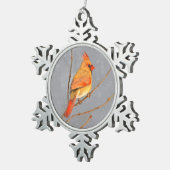 (鳥)ショウジョウコウカンチョウオンブ絵画ランチズ – オリジナルバードアート スノーフレークピューターオーナメント (右)