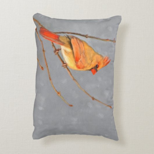 (鳥)ショウジョウコウカンチョウオン枝絵画の – オリジナルバードアート アクセントクッション (裏面(縦))