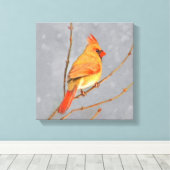 （鳥）ショウジョウコウカンチョウオン枝絵画の – オリジナルバードアート キャンバスプリント (インサイチュ (ウッドフロア))