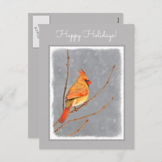 （鳥）ショウジョウコウカンチョウオン枝絵画の – オリジナルバードアート シーズンポストカード (正面/裏面)