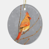 （鳥）ショウジョウコウカンチョウオン枝絵画の – オリジナルバードアート セラミックオーナメント (左)