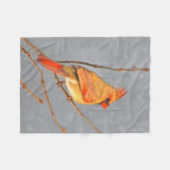 （鳥）ショウジョウコウカンチョウオン枝絵画の – オリジナルバードアート フリースブランケット (正面(横))