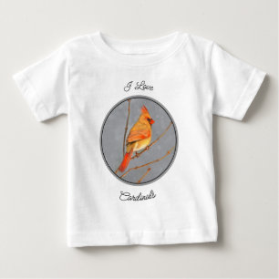 (鳥)ショウジョウコウカンチョウオン枝絵画の – オリジナルバードアート ベビーTシャツ