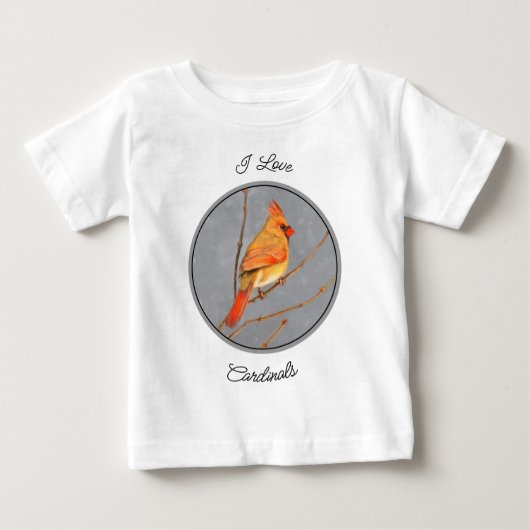 (鳥)ショウジョウコウカンチョウオン枝絵画の – オリジナルバードアート ベビーTシャツ (正面)