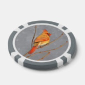 （鳥）ショウジョウコウカンチョウオン枝絵画の – オリジナルバードアート ポーカーチップ (シングル)