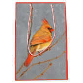 （鳥）ショウジョウコウカンチョウオン枝絵画の – オリジナルバードアート ミディアムペーパーバッグ (正面)