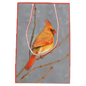 （鳥）ショウジョウコウカンチョウオン枝絵画の – オリジナルバードアート ミディアムペーパーバッグ (裏面)