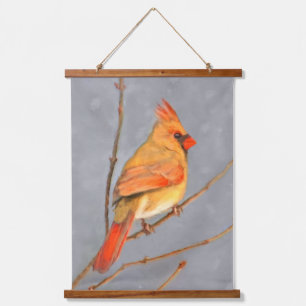 (鳥)ショウジョウコウカンチョウオン枝絵画の – オリジナルバードアート 吊り下げ型タペストリー