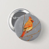 (鳥)ショウジョウコウカンチョウオン枝絵画の – オリジナルバードアート 缶バッジ (正面&裏面)