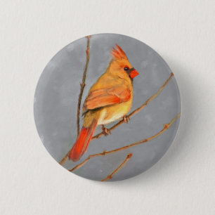 (鳥)ショウジョウコウカンチョウオン枝絵画の – オリジナルバードアート 缶バッジ
