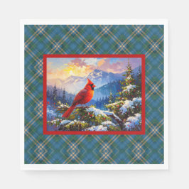 （鳥）ショウジョウコウカンチョウオン緑、青、金ゴールド、クリスマスプレド スタンダードランチョンナプキン