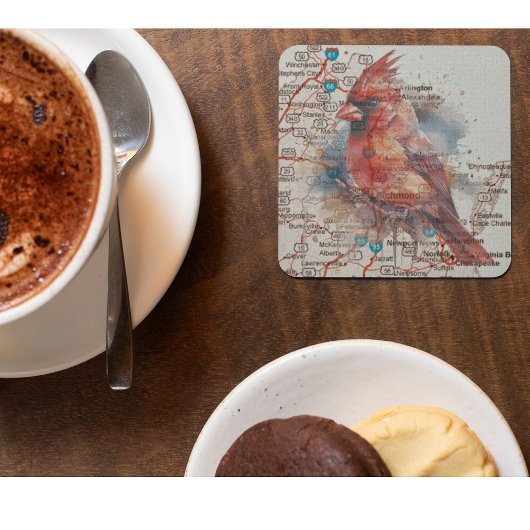 （鳥）ショウジョウコウカンチョウオンVirginia Road Map ガラスコースター