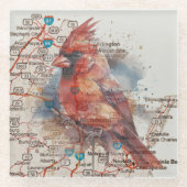 （鳥）ショウジョウコウカンチョウオンVirginia Road Map ガラスコースター (正面)