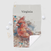 （鳥）ショウジョウコウカンチョウオンVirginia Road Map ゴルフタオル (インサイチュ)