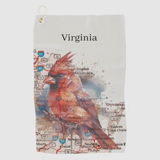 （鳥）ショウジョウコウカンチョウオンVirginia Road Map ゴルフタオル (正面)