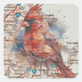 （鳥）ショウジョウコウカンチョウオンVirginia Road Map スクエアシール