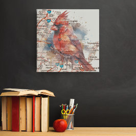 （鳥）ショウジョウコウカンチョウオンVirginia Road Map メタルプリント