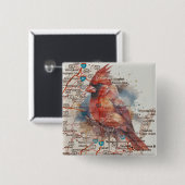 （鳥）ショウジョウコウカンチョウオンVirginia Road Map 缶バッジ (正面&裏面)