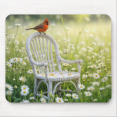 （鳥）ショウジョウコウカンチョウオンWicker Chair マウスパッド (正面)