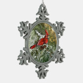 （鳥）ショウジョウコウカンチョウオーナメント スノーフレークピューターオーナメント (左)