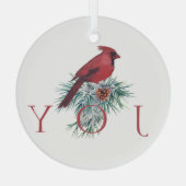 （鳥）ショウジョウコウカンチョウカスタムクリスマスホリデーガラスオーナメント ガラスオーナメント (裏面)