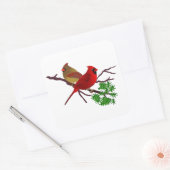 （鳥）ショウジョウコウカンチョウカップルのブランチ スクエアシール (封筒)