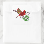 （鳥）ショウジョウコウカンチョウカップルのブランチ スクエアシール (バッグ)