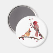 （鳥）ショウジョウコウカンチョウカップルベリーブランチ マグネット (正面/裏面)