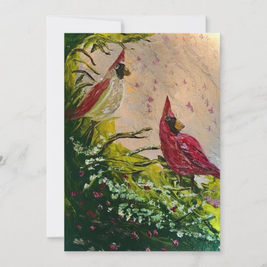 （鳥）ショウジョウコウカンチョウカップルホリデーカード サンキューカード (正面)