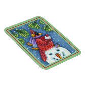 (鳥)ショウジョウコウカンチョウガード雪だるまかわいいクリスマスレッドバード マグネット (右側)