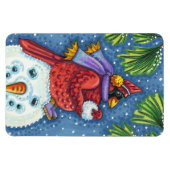 （鳥）ショウジョウコウカンチョウガード雪だるまかわいいクリスマスレッドバード マグネット (横)