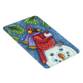 （鳥）ショウジョウコウカンチョウガード雪だるまかわいいクリスマスレッドバード マグネット (右側)