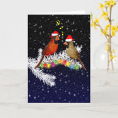 （鳥）ショウジョウコウカンチョウクリスマスカード（自分のメッセージを入力） カード (黄色い花)