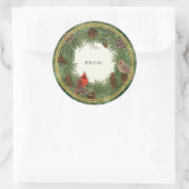 （鳥）ショウジョウコウカンチョウクリスマスリースパインコーンギフトラベル ラウンドシール (バッグ)