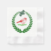 (鳥)ショウジョウコウカンチョウクリスマスリース昼寝中 縁ありカクテルナプキン (正面)