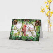 (鳥)ショウジョウコウカンチョウクリスマス カード (黄色い花)