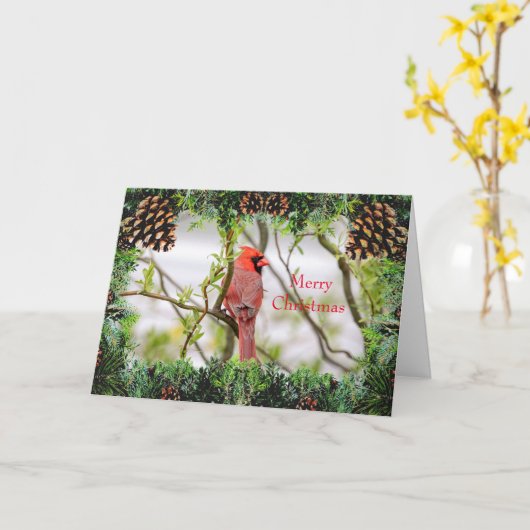 (鳥)ショウジョウコウカンチョウクリスマス カード (黄色い花)