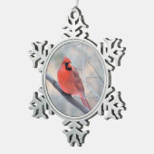 （鳥）ショウジョウコウカンチョウクリークピューターオーナメント スノーフレークピューターオーナメント (右)