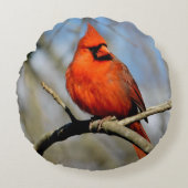 （鳥）ショウジョウコウカンチョウクレストラウンドピロー ラウンドクッション (正面)