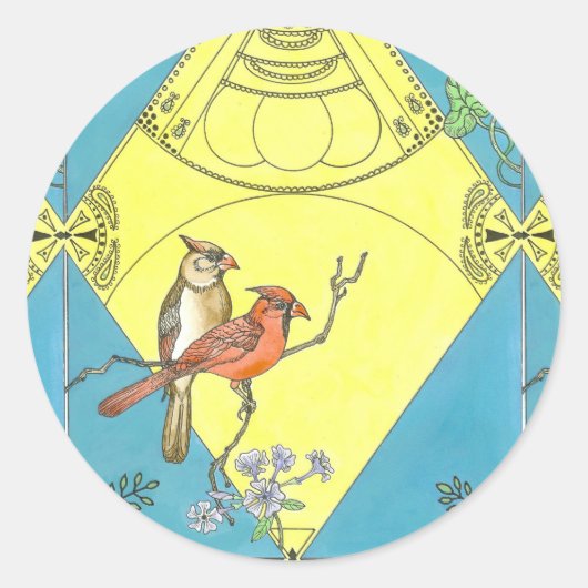 （鳥）ショウジョウコウカンチョウシール ラウンドシール (正面)