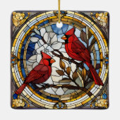 (鳥)ショウジョウコウカンチョウステンドグラス赤い鳥追悼ラウンド セラミックオーナメント (裏面)