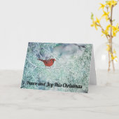 （鳥）ショウジョウコウカンチョウスノーウィーブランチツリークリスマスカード カード (黄色い花)