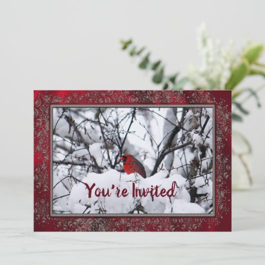 （鳥）ショウジョウコウカンチョウスノー6216フレーム誕生日 招待状 (スタンド正面)