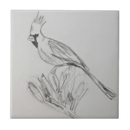 （鳥）ショウジョウコウカンチョウセラミックタイル、小(10.8 cm x 10.8 cm) タイル