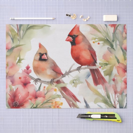 "(鳥)ショウジョウコウカンチョウセレナーデ:フローラ水の色のデコパージュ 薄葉紙 (クラフト)