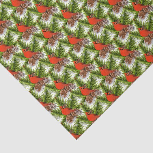 （鳥）ショウジョウコウカンチョウソンバードと雪の結晶とピネコーン 薄葉紙 (詳細)