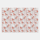 （鳥）ショウジョウコウカンチョウバーズウィンタークリスマスタータンチェックプレイド2 ラッピングペーパーシート (正面2)