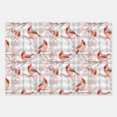 （鳥）ショウジョウコウカンチョウバーズウィンタークリスマスタータンチェックプレイド2 ラッピングペーパーシート (正面)