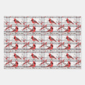 (鳥)ショウジョウコウカンチョウバーズウィンタークリスマスタータンチェックプレイド4 ラッピングペーパーシート (正面2)