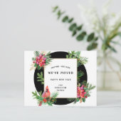 (鳥)ショウジョウコウカンチョウバードアンドポインセティアス新年ホーム 案内ポストカード (スタンド正面)